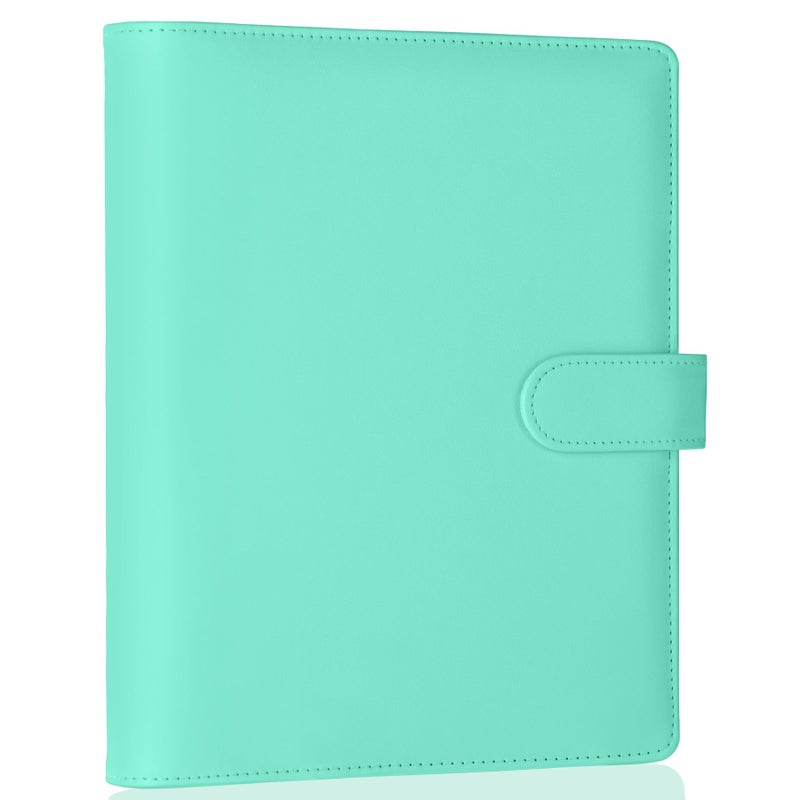 Antner A5 Notebook Binder 6 Ring Refillable Budget Planner Cover for Cash Organizer, PU Leather Loose Leaf Photocard Holder Aesthetic Binder with Magnetic Buckle for A5 Planner Inserts, Light Green - Image 1